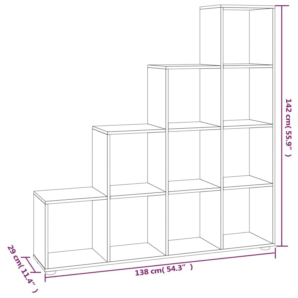 vidaXL grāmatu plaukts, melns, 142 cm, inženierijas koks cena un informācija | Plaukti | 220.lv