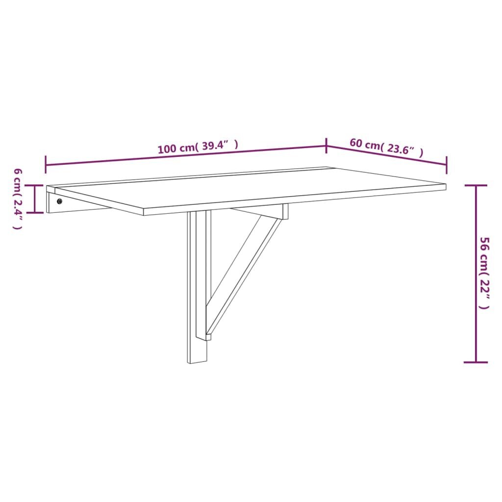 vidaXL sienas galds, melns, 100x60x56 cm, inženierijas koks цена и информация | Dārza galdi | 220.lv