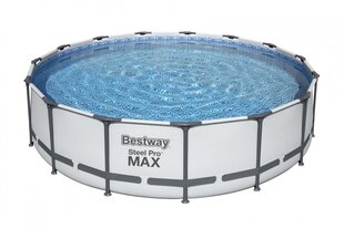 Каркасный бассейн с насосом-фильтром Bestway Steel Pro MAX, 457 x 122 см, светло-серый цвет, круглый цена и информация | Бассейны | 220.lv