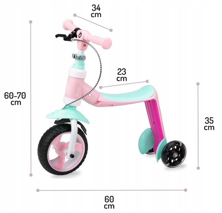 Trīsriteņu skrejritenis, MoMi Elios 2in1, rozā цена и информация | Trīsriteņi | 220.lv
