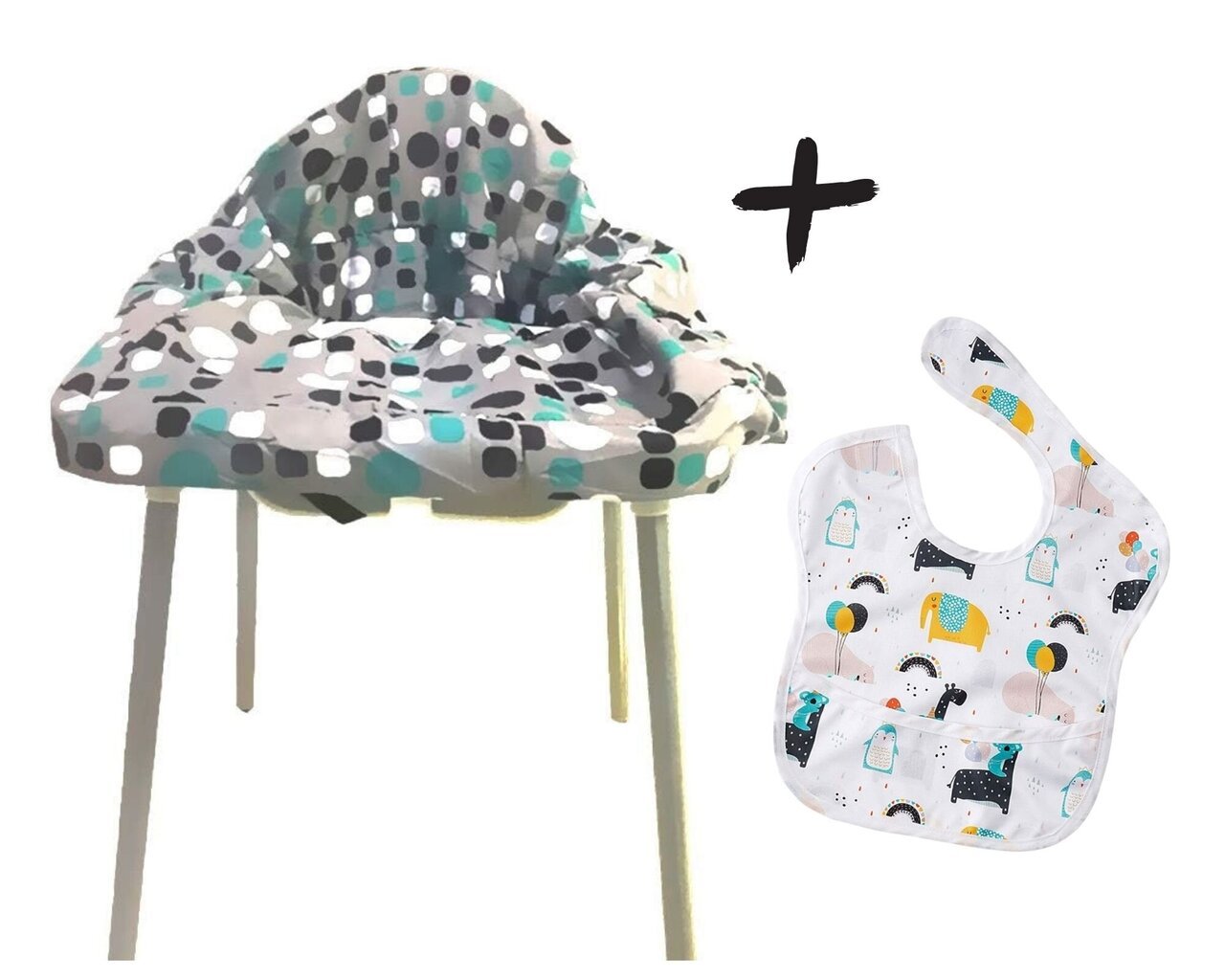 Mazgājams barošanas krēsla pārvalks/iepirkumu groza pārvalks + Ūdensnecaurlaidīgs priekšautiņš Baby Planet, 6-24 mēneši цена и информация | Barošanas krēsli | 220.lv