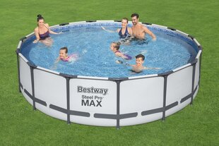 Karkasa baseins ar filtra sūkni Bestway Steel Pro MAX, 457 x 107 cm, gaiši pelēks, apaļš cena un informācija | Baseini | 220.lv