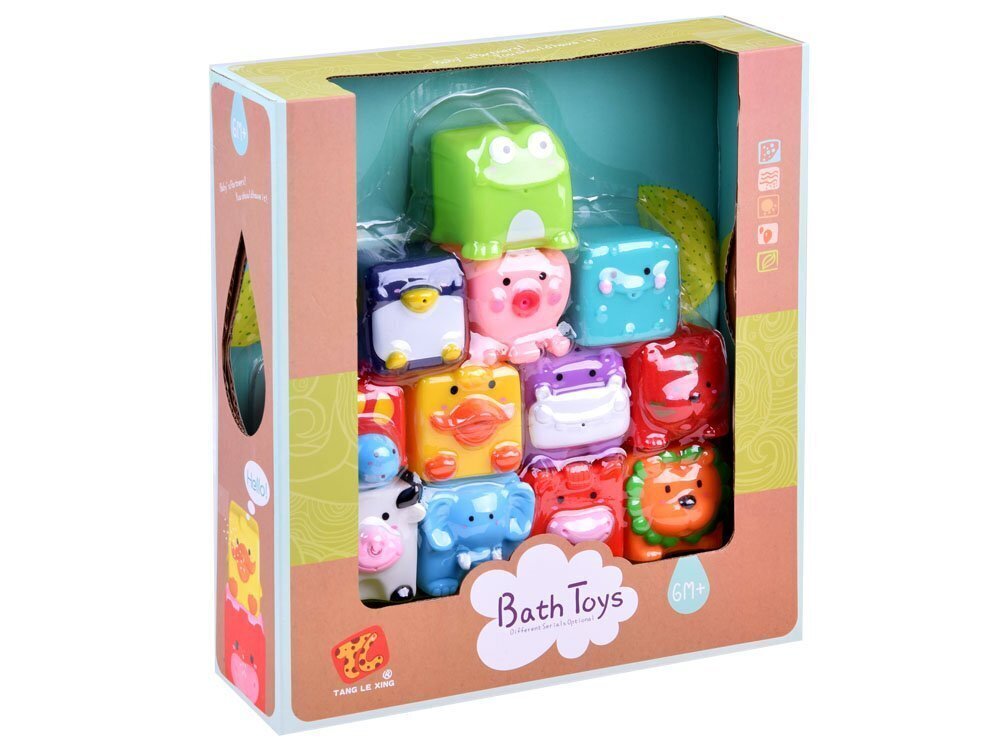 Vannas istabas rotaļlietu komplekts dzīvnieki Babytoys, 12 gab. цена и информация | Rotaļlietas zīdaiņiem | 220.lv