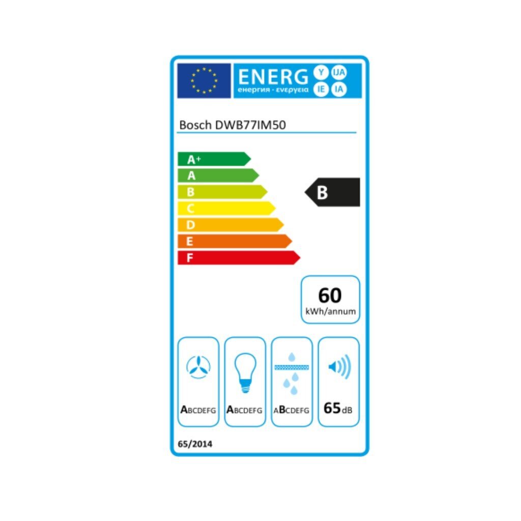 Tvaika nosūcējs BOSCH DWB77IM50 75 cm 710 m3/h 52 dB 255W B cena un informācija | Tvaika nosūcēji | 220.lv