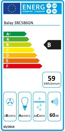 Tvaika nosūcējs Balay 3BC586GN 80 cm 669 m3/h 48 dB 255W B цена и информация | Tvaika nosūcēji | 220.lv