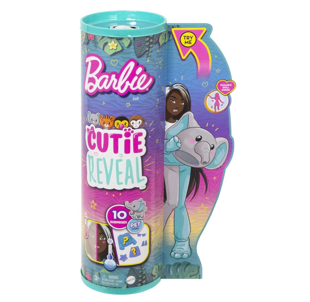 Lelle Barbie BRB Cutie Reveal Jungle Friends Elephant cena un informācija | Rotaļlietas meitenēm | 220.lv