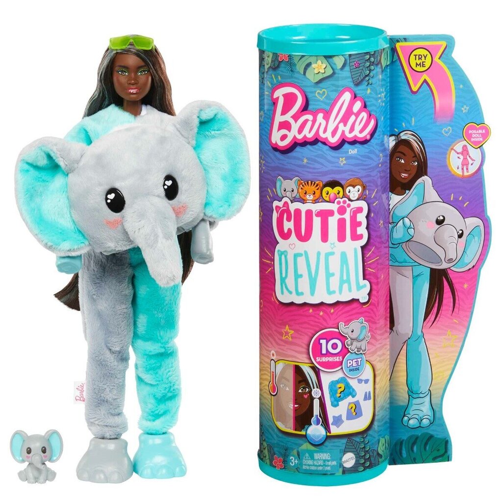 Lelle Barbie BRB Cutie Reveal Jungle Friends Elephant cena un informācija | Rotaļlietas meitenēm | 220.lv