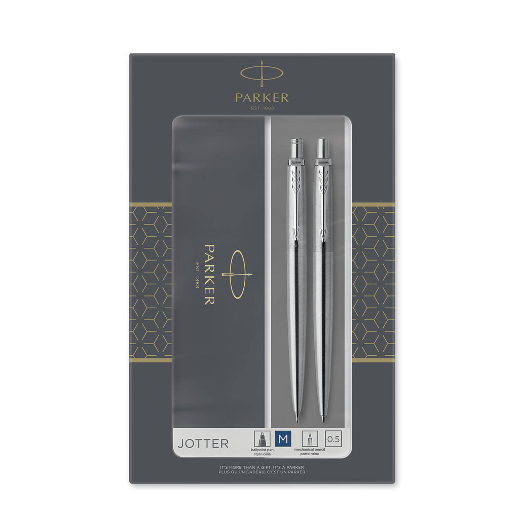 Pildspalvu komplekts Parker Jotter Stainless Steel CT 2093256 cena un informācija | Rakstāmpiederumi | 220.lv