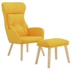 vidaXL atpūtas krēsls ar kājsoliņu, sinepju dzeltens audums cena un informācija | Atpūtas krēsli | 220.lv
