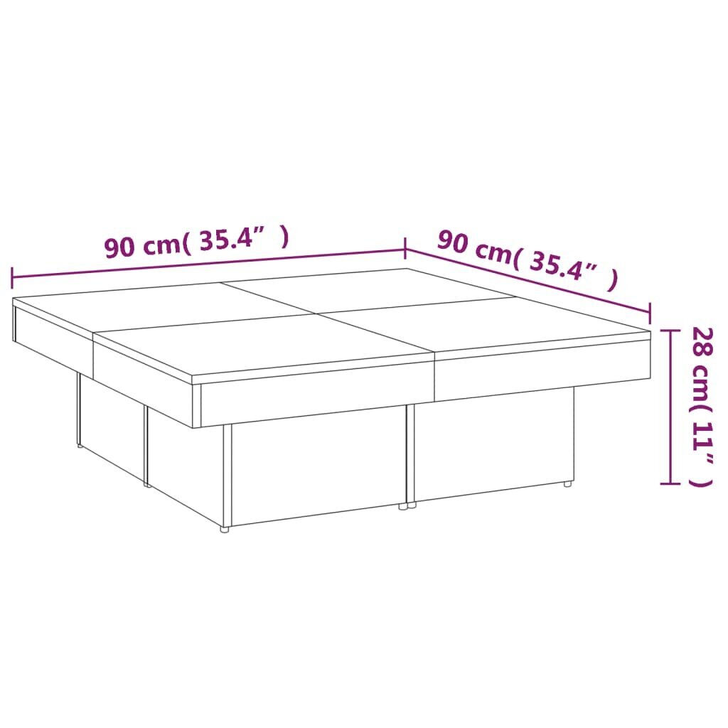 vidaXL kafijas galdiņš, ozola krāsa, 90x90x28 cm, inženierijas koks cena un informācija | Žurnālgaldiņi | 220.lv