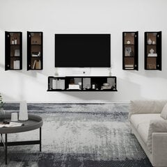 vidaXL 6-daļīgs TV skapīšu komplekts, inženierijas koks, melns cena un informācija | TV galdiņi | 220.lv