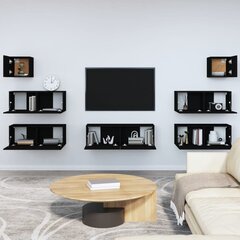 vidaXL 7-daļīgs TV skapīšu komplekts, inženierijas koks, melns cena un informācija | TV galdiņi | 220.lv