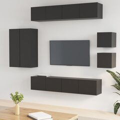 vidaXL 8-daļīgs TV skapīšu komplekts, inženierijas koks, melns cena un informācija | TV galdiņi | 220.lv