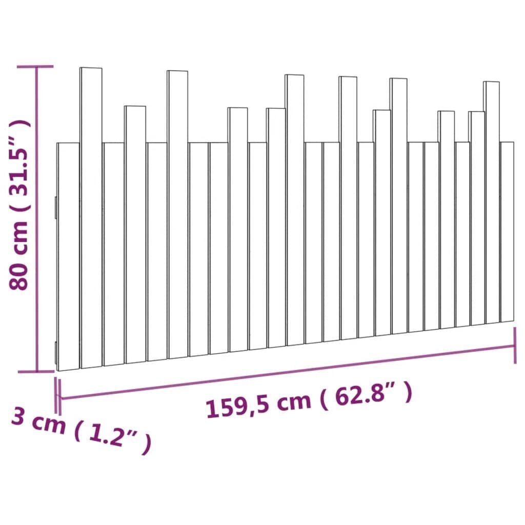 vidaXL galvgalis, medus brūns, 159,5x3x80 cm, priedes masīvkoks cena un informācija | Gultas | 220.lv