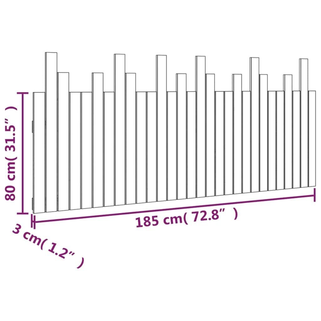 vidaXL sienas galvgalis, melns, 185x3x80 cm, priedes masīvkoks cena un informācija | Gultas | 220.lv