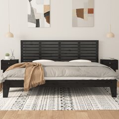 vidaXL sienas galvgalis, melns, 206x3x63 cm, priedes masīvkoks цена и информация | Кровати | 220.lv