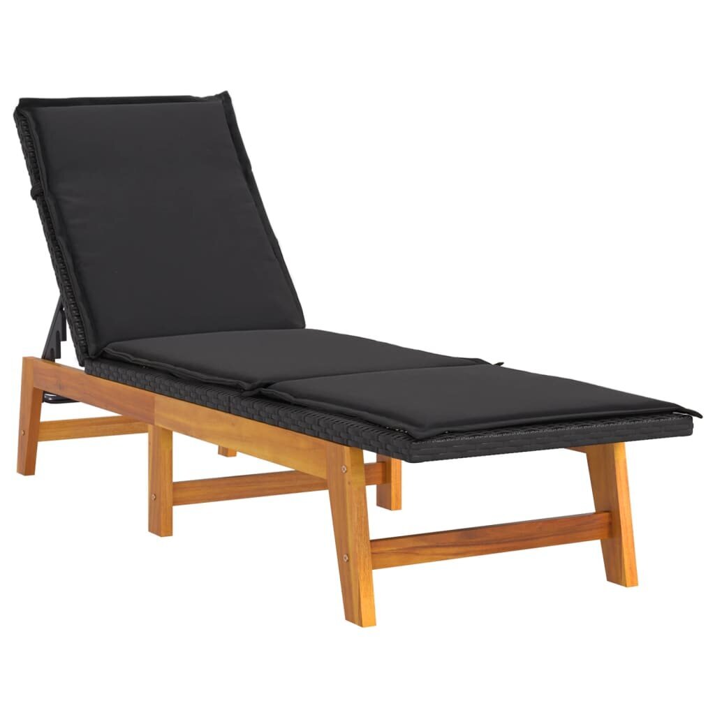 vidaXL sauļošanās zvilnis ar matraci, PE rotangpalma, akācijas koks cena un informācija | Sauļošanās krēsli | 220.lv