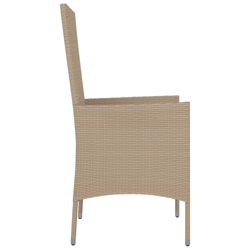 vidaXL dārza krēsli ar matračiem, 4 gab., bēša PE rotangpalma cena un informācija | Dārza krēsli | 220.lv
