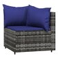 vidaXL dārza stūra dīvāni ar spilveniem, 2 gab., pelēka PE rotangpalma cena un informācija | Dārza krēsli | 220.lv