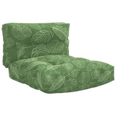 vidaXL palešu dīvānu matrači, 2 gab., audums ar lapu apdruku cena un informācija | Krēslu paliktņi | 220.lv