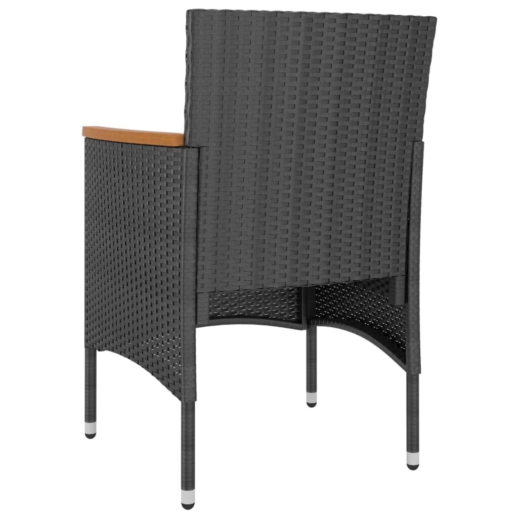 vidaXL 4-daļīgs dārza krēslu un soliņu komplekts, melna PE rotangpalma cena un informācija | Dārza krēsli | 220.lv