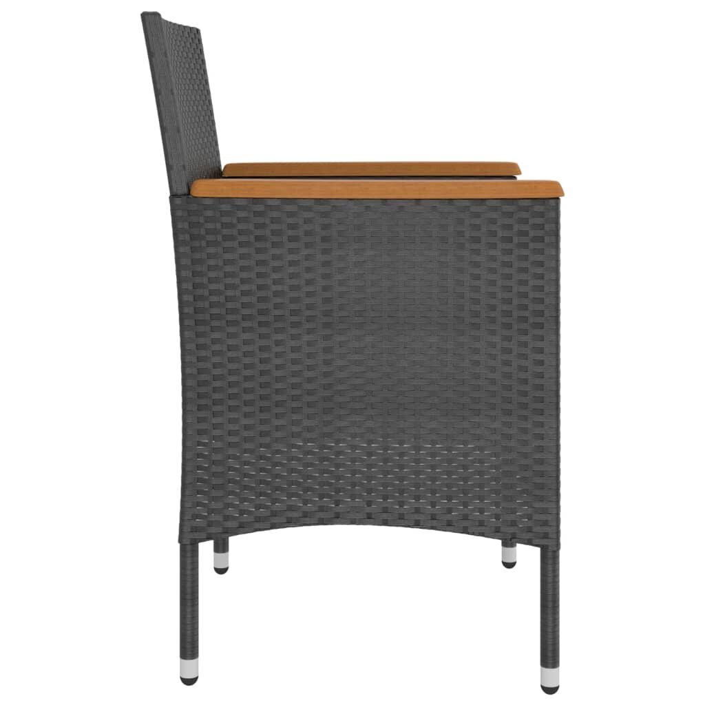 vidaXL 4-daļīgs dārza krēslu un soliņu komplekts, melna PE rotangpalma cena un informācija | Dārza krēsli | 220.lv