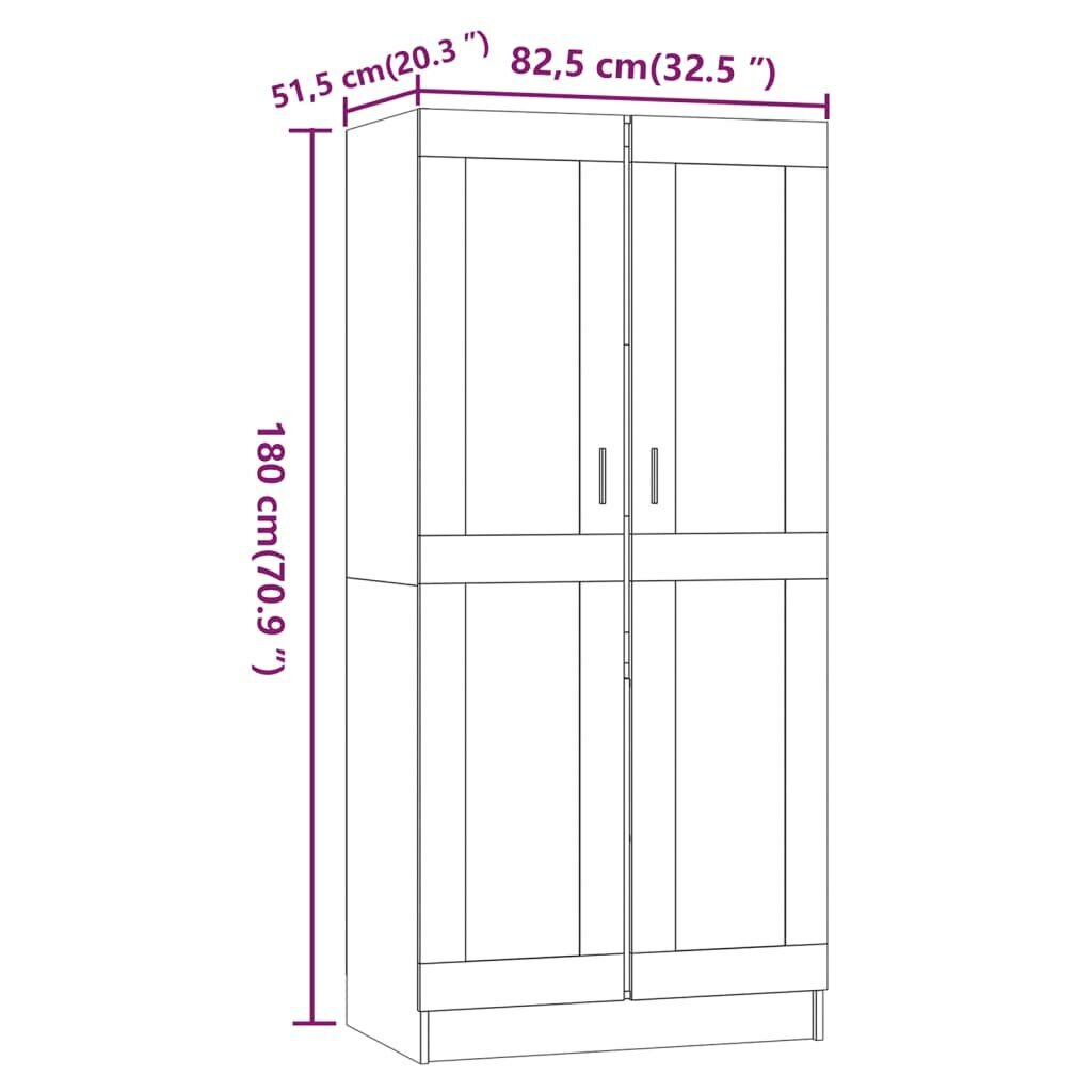 vidaXL skapis, ozolkoka krāsa, 82,5x51,5x180 cm, inženierijas koks cena un informācija | Skapji | 220.lv