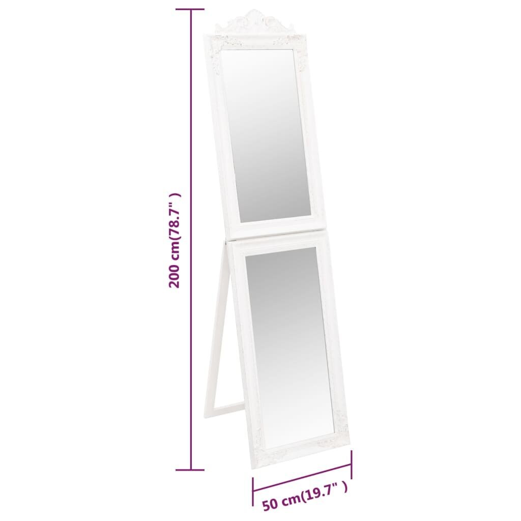 vidaXL grīdas spogulis, balts, 50x200 cm cena un informācija | Spoguļi | 220.lv