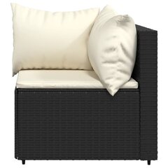 vidaXL dārza stūra dīvāns ar spilveniem, PE rotangpalma, melns cena un informācija | Dārza krēsli | 220.lv
