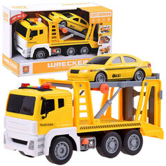 Traktors ar automašīnu un lukturiem, dzeltens cena un informācija | Rotaļlietas zēniem | 220.lv