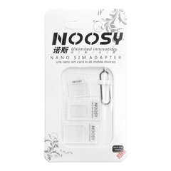 Adapteris Nano SIM/Micro, Micro Sim/Nano Sim (NOOSY 3in1) balts cena un informācija | Telefonu rezerves daļas un instrumenti to remontam | 220.lv