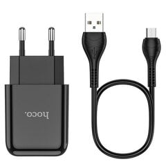 Hoco зарядное устройство для путешествий USB + kabelis Micro 2.1A N2 Vigour черный цена и информация | Зарядные устройства для телефонов | 220.lv