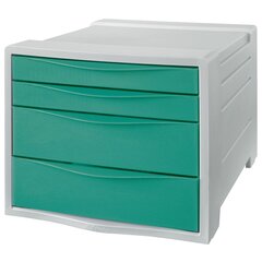 Modular Filing Cabinet Esselte 626285 Pelēks 4 atvilktnes Zaļš polistirols (24,5 x 36,5 x 28,5 cm) cena un informācija | Kancelejas preces | 220.lv