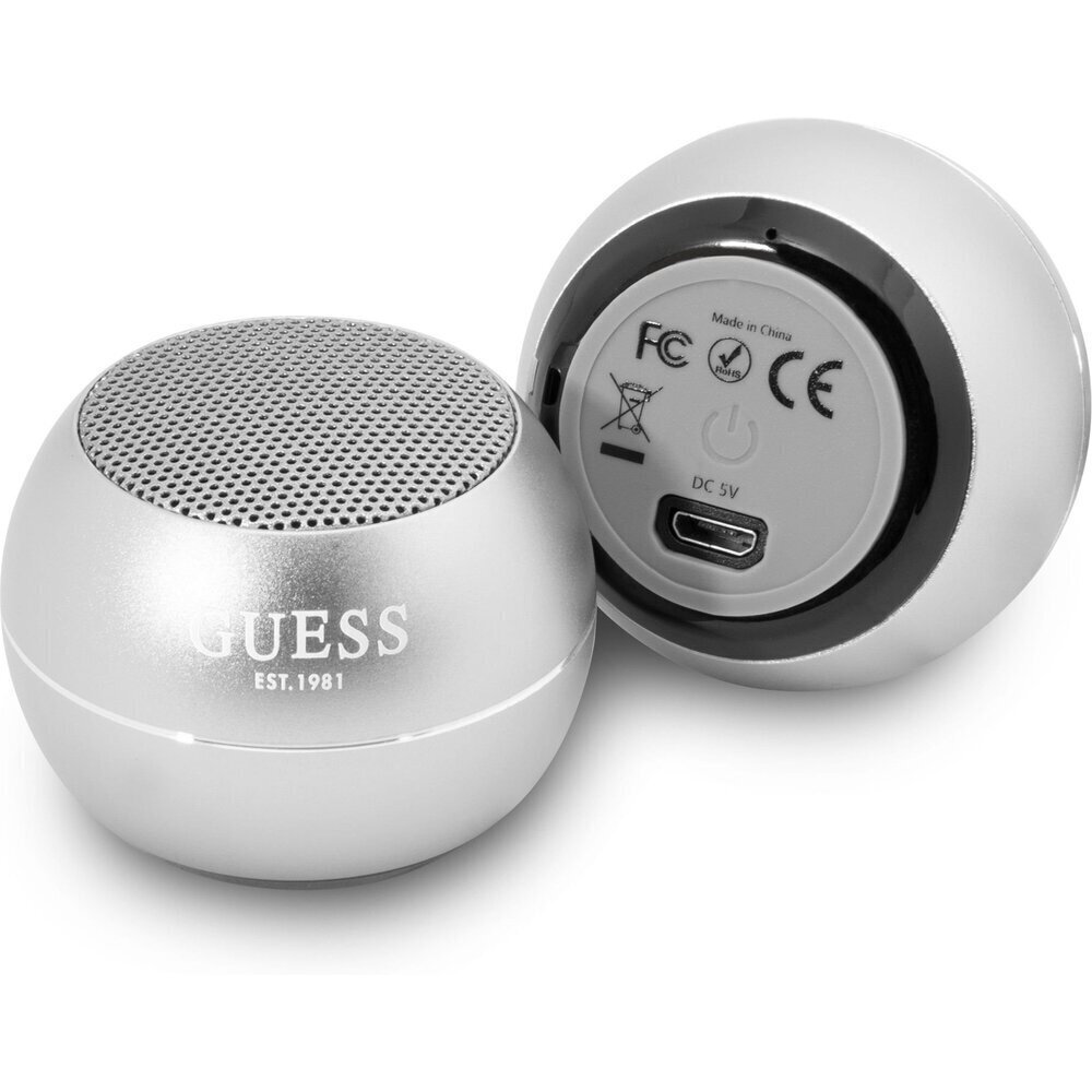 Guess Mini Bluetooth Speaker, sudraba krāsa cena un informācija | Skaļruņi | 220.lv