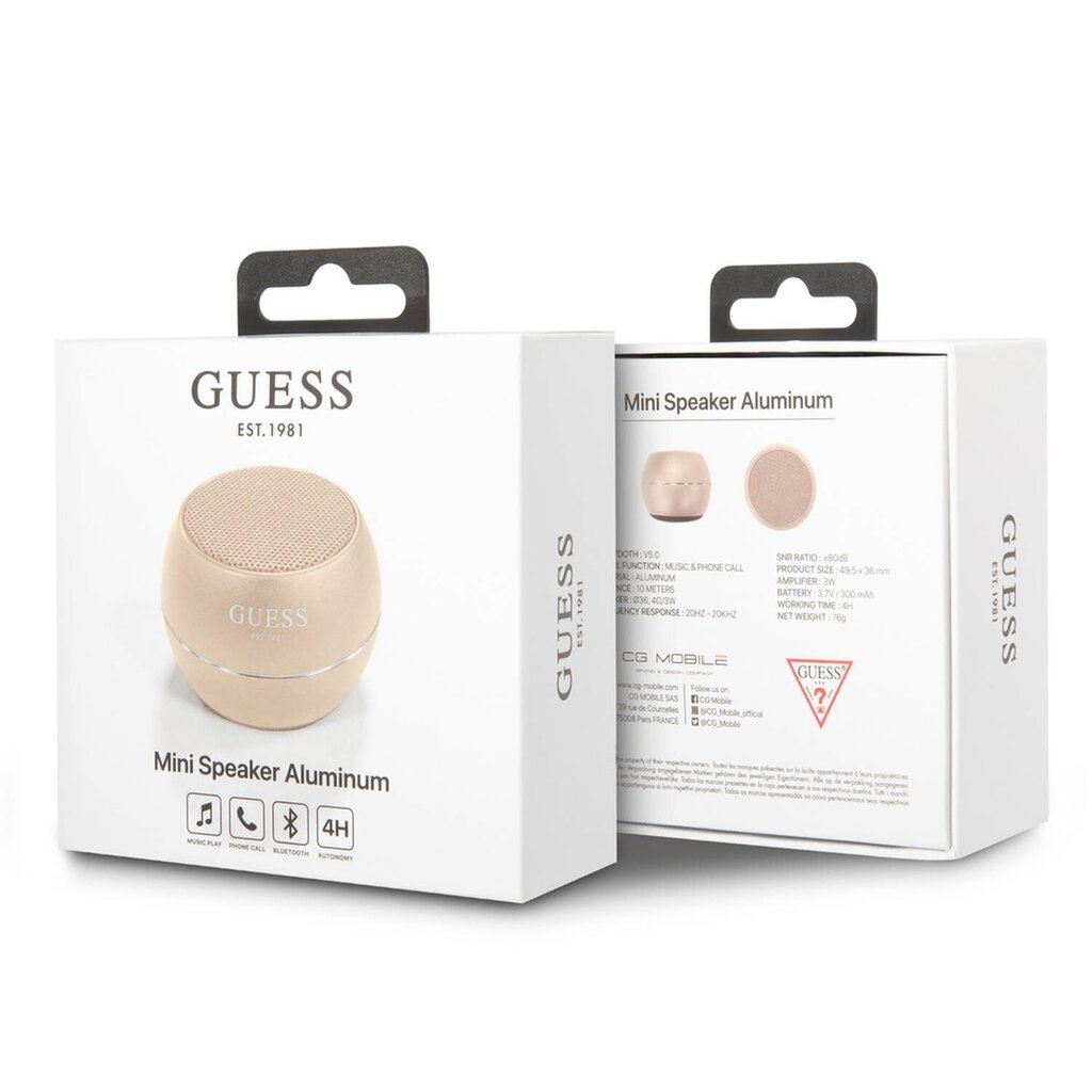 Guess Mini Bluetooth Speaker, zelta krāsa цена и информация | Skaļruņi | 220.lv