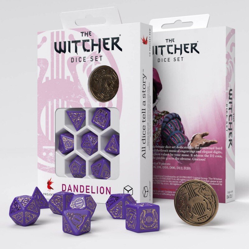 Kauliņu komplekts The Witcher Dandelion - Viscount de Lettenhove, violets цена и информация | Galda spēles | 220.lv