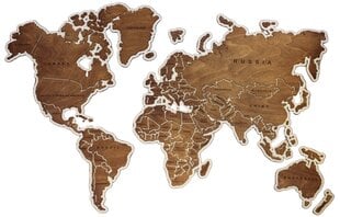 Декоративная настенная 2D карта Мира из дерева цена и информация | Карты мира | 220.lv