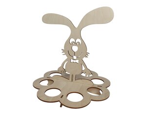 Koka statīvs olām “Lieldienu zaķis ar tauriņu” cena un informācija | Svētku dekorācijas | 220.lv