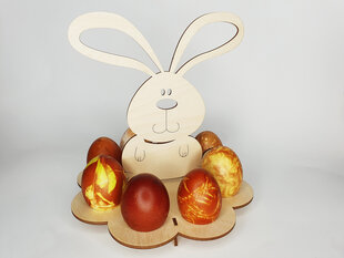 Подставка для яиц из дерева “Пасхальный зайчик” цена и информация | Праздничные декорации | 220.lv