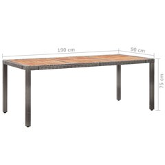 Dārza galds vidaXL, 190x90x75 cm, pelēks цена и информация | Столы для сада | 220.lv