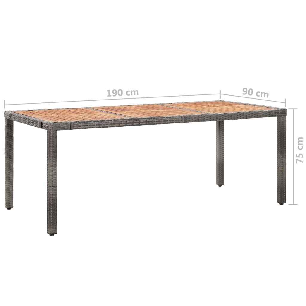 Dārza galds vidaXL, 190x90x75 cm, pelēks cena un informācija | Dārza galdi | 220.lv