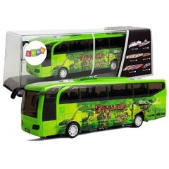 Autobuss Jurassic Park Bus Green Dinosaurs Spring Drive Light Sound, zaļš cena un informācija | Rotaļlietas zēniem | 220.lv