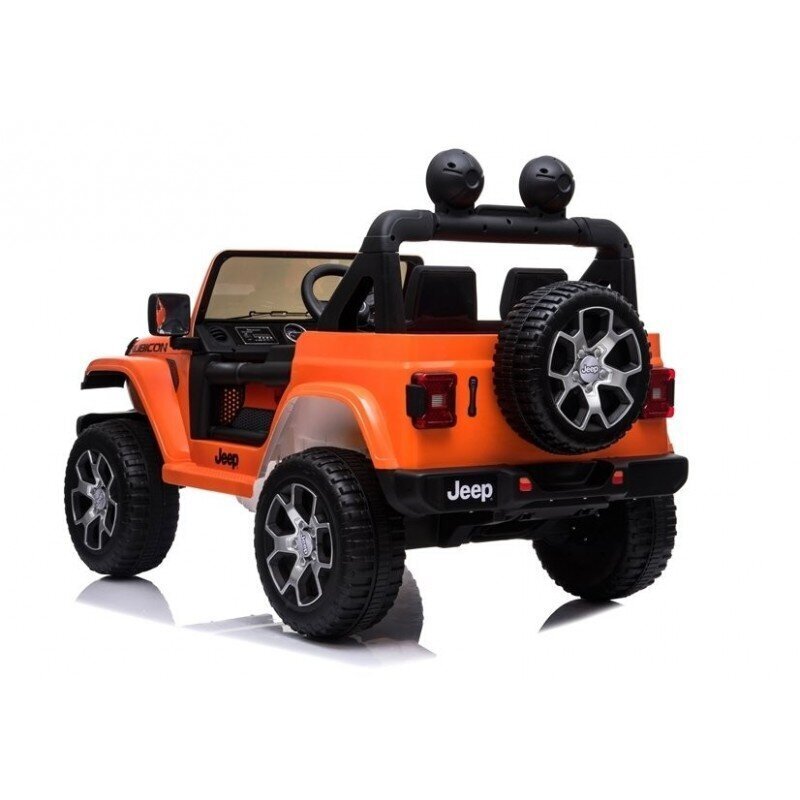 Divvietīgs bērnu elektroauto Jeep Rubicon 4x4, oranžs cena un informācija | Bērnu elektroauto | 220.lv