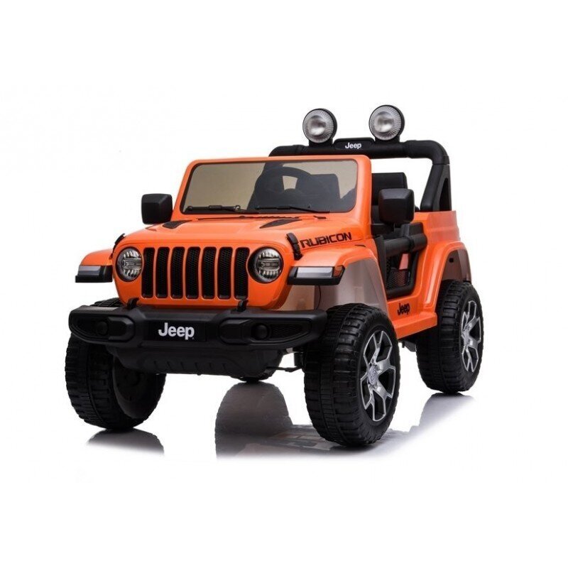 Divvietīgs bērnu elektroauto Jeep Rubicon 4x4, oranžs цена и информация | Bērnu elektroauto | 220.lv