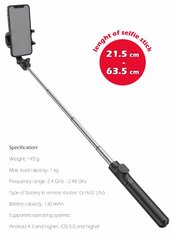 Swissten Bluetooth Selfie Stick Aluminum Tripod For Mobile Phones and GoPro With Remote Control cena un informācija | Swissten Mobilie telefoni un aksesuāri | 220.lv