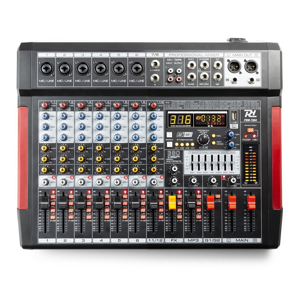 Power Dynamics PDM-T804 Stage Mixer 8 kanālu DSP/MP3 цена и информация | Dj pultis | 220.lv