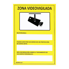 Zīme Normaluz Zona videovigilada, PVC (15 x 20 cm) cena un informācija | Dekoratīvās uzlīmes | 220.lv