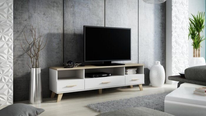 Cama TV galds 180cm balts cena un informācija | TV galdiņi | 220.lv