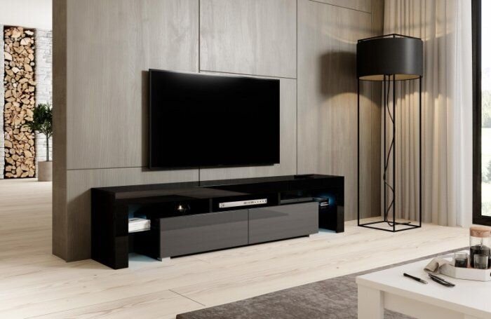 Cama TV statīvs TORO 200 melns/pelēks spīdums cena un informācija | TV galdiņi | 220.lv