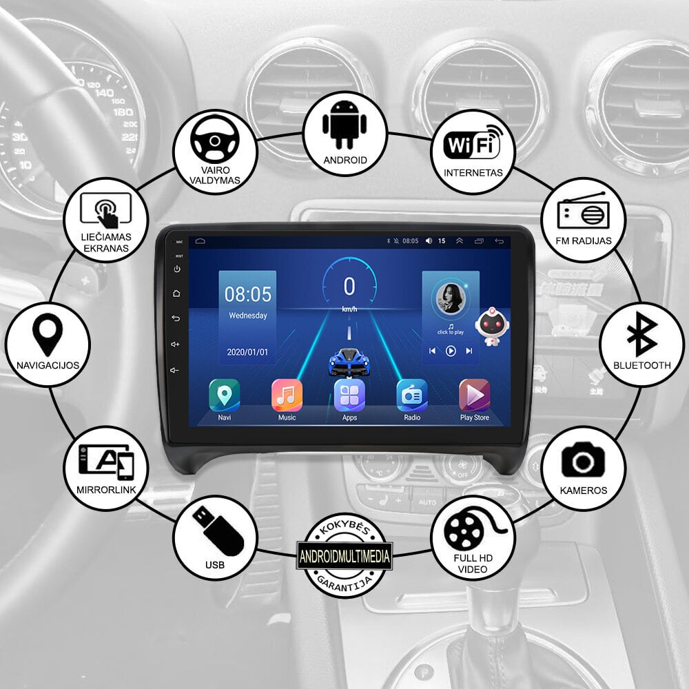 Android planšetdatora multivide AUDI TT 2008-14 cena un informācija | Auto magnetolas, multimedija | 220.lv